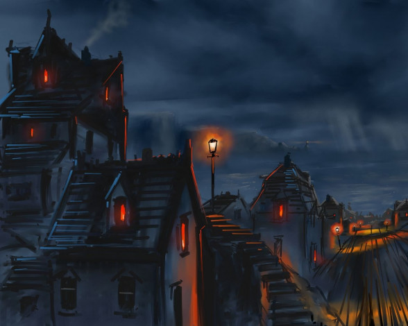 Обои картинки фото рисованные, города