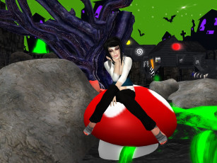 Картинка 3д графика people люди брюнетка гриб