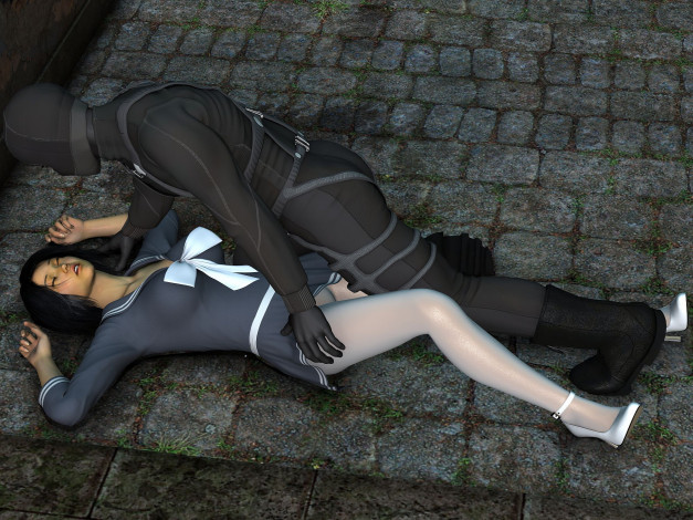 Обои картинки фото 3д, графика, fantasy, фантазия, ninja, школьница