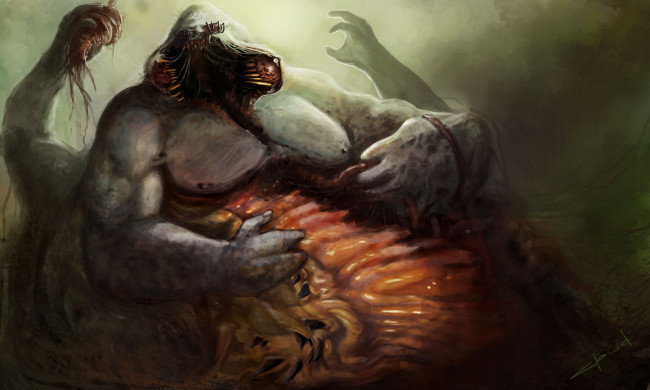 Обои картинки фото фэнтези, существа, руки, клыки