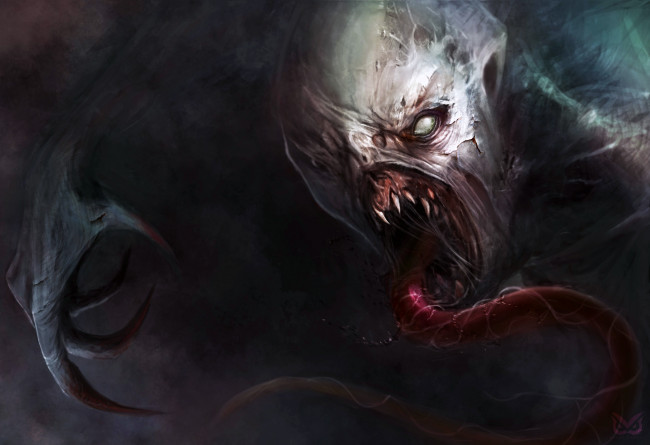 Обои картинки фото фэнтези, демоны, клыки, язык