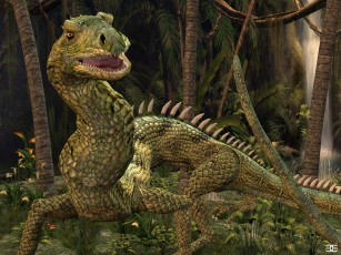 Картинка 3д+графика фантазия+ fantasy лес динозавр