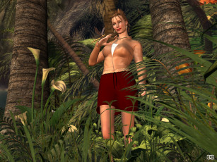 Картинка jasmine 3д+графика фантазия+ fantasy девушка взгляд лес