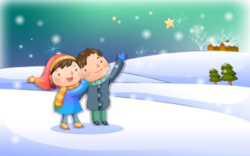 Картинка векторная+графика мультфильмы мальчик девочка