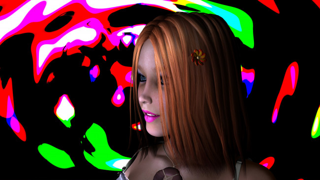 Обои картинки фото 3д графика, люди , people, девушка, взгляд, фон, рыжая