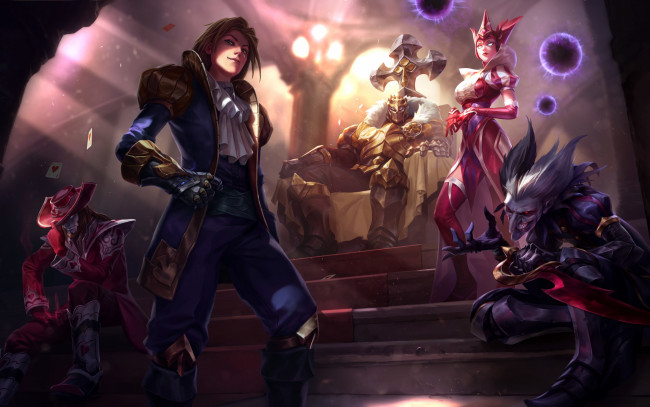 Обои картинки фото видео игры, league of legends, lol, syndra, shaco, demon, jester, ezreal, league, of, legends, mordekaiser