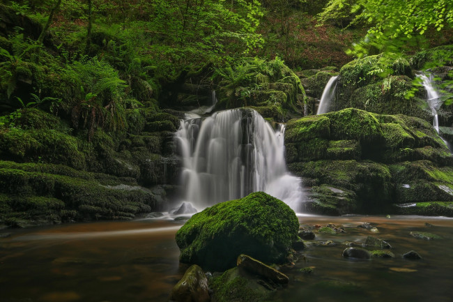 Обои картинки фото природа, водопады, водопад, река, лес