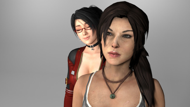 Обои картинки фото 3д графика, фантазия , fantasy, девушки, фон, взгляд