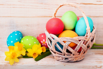 Картинка праздничные пасха яйцо нарциссы корзинка