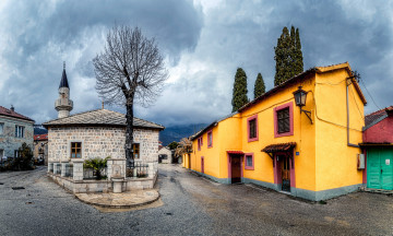 Картинка города -+улицы +площади +набережные фонарь дорога деревья здания