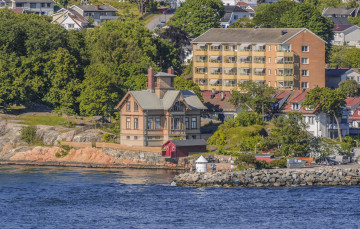 Картинка норвегия города -+панорамы деревья здания водоем камни