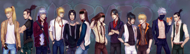 Обои картинки фото аниме, naruto, нейджи, шикамару, какаши, итачи, минато, саске, наруто, шикаку, персонажи