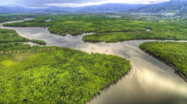 Обои картинки фото австралия, природа, реки, озера, горы, деревья, яхты, водоем