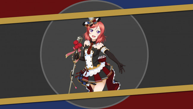 Обои картинки фото аниме, love live,  school idol project, девушка, взгляд, фон