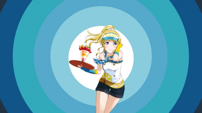 Обои картинки фото аниме, love live,  school idol project, фон, взгляд, девушка