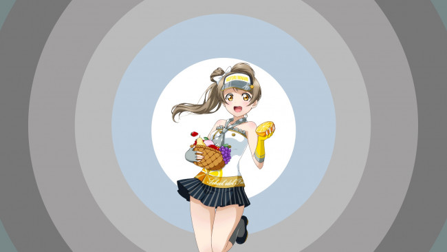 Обои картинки фото аниме, love live,  school idol project, фон, взгляд, девушка