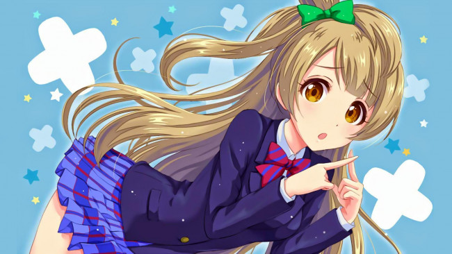 Обои картинки фото аниме, love live,  school idol project, фон, взгляд, девушка