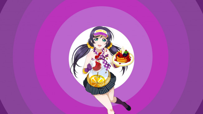 Обои картинки фото аниме, love live,  school idol project, взгляд, девушка, фон