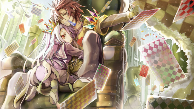 Обои картинки фото аниме, no game no life, двое