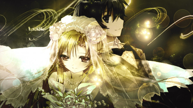 Обои картинки фото аниме, sword art online, пара