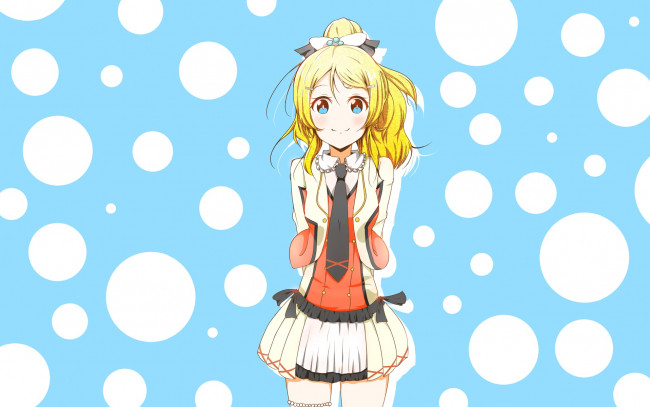 Обои картинки фото аниме, love live,  school idol project, фон, взгляд, девушка