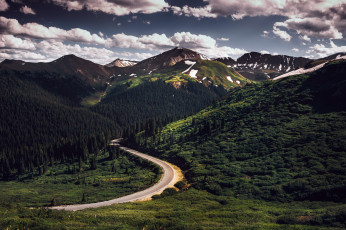 Картинка природа дороги дорога лето небо горы