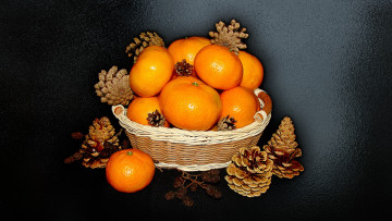 Картинка еда цитрусы beautiful натюрморт nice корзина bouquet авторское фото елена аникина bride delicate wedding мандарины elegantly шишки cool harmony рябина