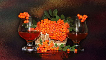 Картинка еда натюрморт рябина good fon фужеры настроение в корзине авторское фото елена аникина