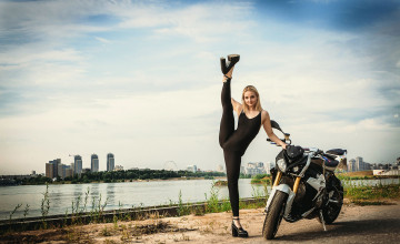 обоя мотоциклы, мото с девушкой, девушки