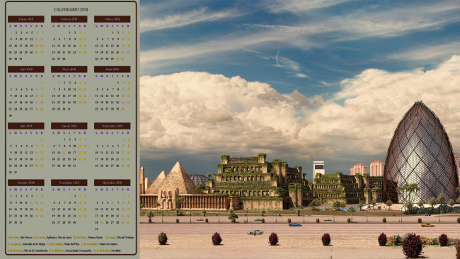 Обои картинки фото календари, фэнтези, сооружение, пирамида, здание, улица, город