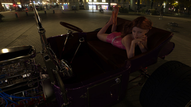 Обои картинки фото 3д графика, люди-авто, мото , people- car ,  moto, фон, взгляд, девушка