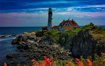 Картинка portland+head+light usa природа маяки portland head light