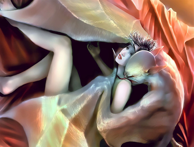 Обои картинки фото фэнтези, вампиры, девушка, вампир