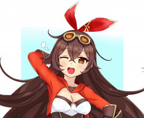 Картинка аниме genshin+impact девушка бант очки