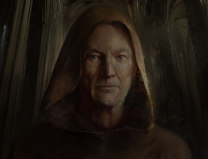 Картинка рисованное люди мужчина фон взгляд монах капюшон