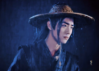 Картинка рисованное кино +мультфильмы вэй усянь шляпа дождь