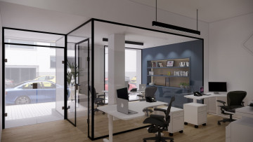 обоя интерьер, кабинет,  библиотека,  офис, мебель, компьютеры