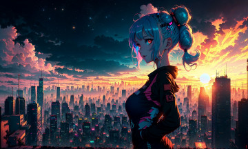 Картинка аниме город +улицы +интерьер +здания нейросети графика нейроарт ai art нейронные сети рисунки нейро искусство