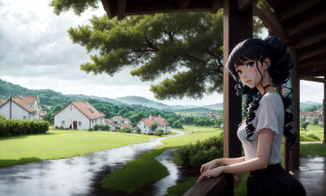 Картинка аниме город +улицы +интерьер +здания нейросети графика нейроарт ai art нейронные сети рисунки нейро искусство