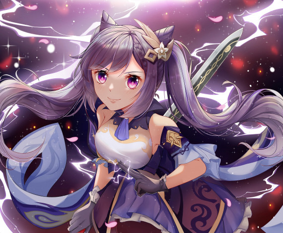 Обои картинки фото аниме, genshin impact, девушка, магия