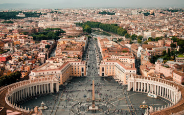 Картинка города рим +ватикан+ италия панорама площадь люди стелла дома здания