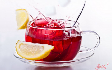 Картинка еда напитки Чай лимон чашка