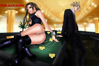 Картинка 3д графика people люди девушка парень стол жетоны