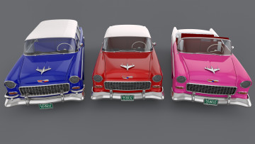 Картинка автомобили 3д chevrolet 1955