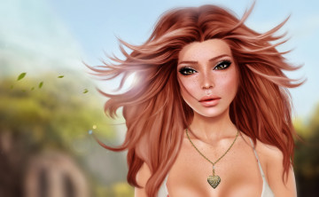 Картинка 3д графика portraits портрет волосы веснушки