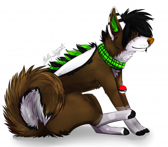 Обои картинки фото рисованные, животные, сказочные, мифические, собака, шарф