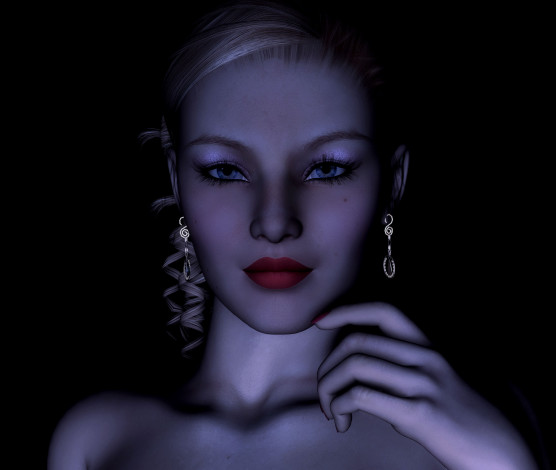 Обои картинки фото 3д, графика, portraits, портрет, рука, губы, глаза