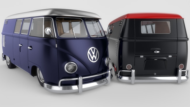 Обои картинки фото автомобили, 3д, 1950, volkswagen