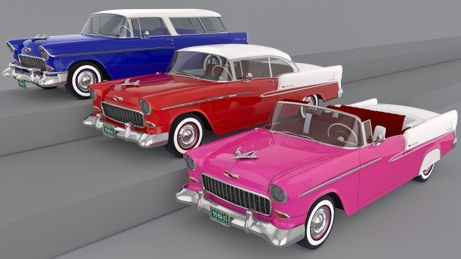 Обои картинки фото автомобили, 3д, chevrolet, 1955