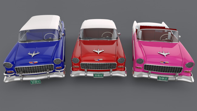 Обои картинки фото автомобили, 3д, chevrolet, 1955
